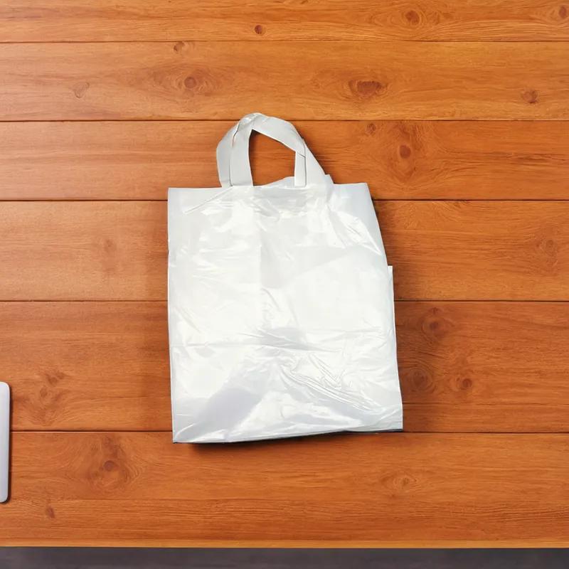 Bag 12X10X14 IN Plastic With Soft Loop Handle Closure Cardboard Bottom Gusset 100/Case