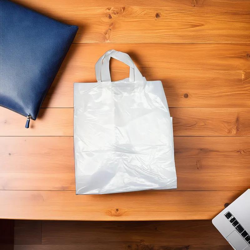 Bag 12X10X14 IN Plastic With Soft Loop Handle Closure Cardboard Bottom Gusset 100/Case