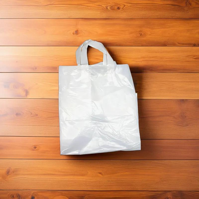 Bag 12X10X14 IN Plastic With Soft Loop Handle Closure Cardboard Bottom Gusset 100/Case