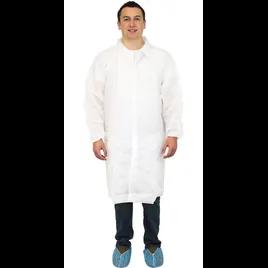Lab Coat White Spunbond Polypropylene No Pockets Elastic Wrists 30/Case