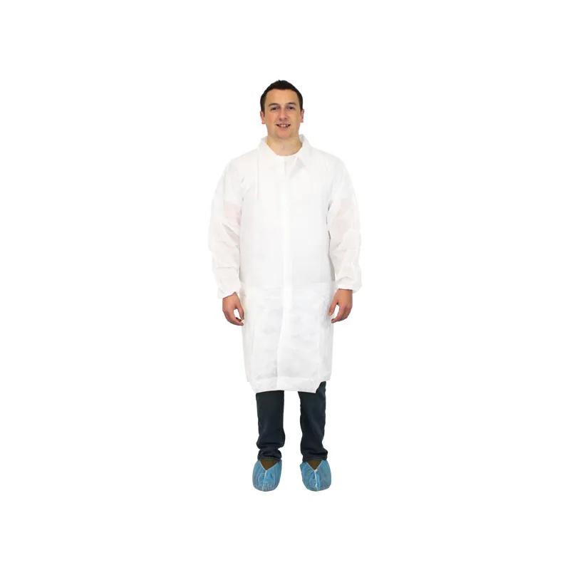 Lab Coat White Spunbond Polypropylene No Pockets Elastic Wrists 30/Case