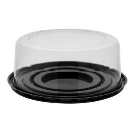 Cake Container & Lid Combo With High Dome Lid 7.75X3 IN PET Clear Black Round Smooth 100/Case