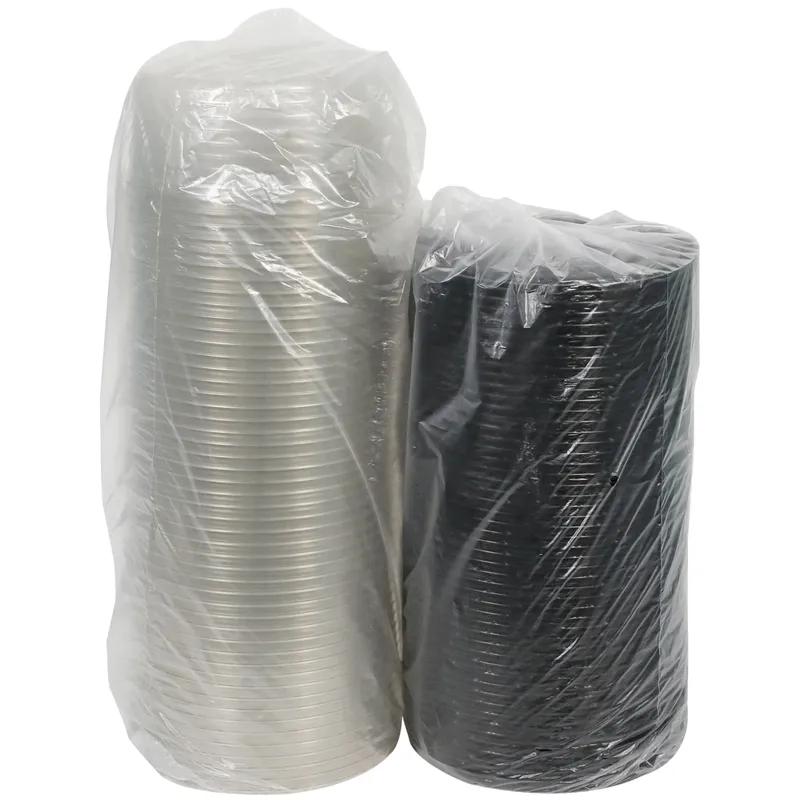 Cake Container & Lid Combo With High Dome Lid 7.75X3 IN PET Clear Black Round Smooth 100/Case