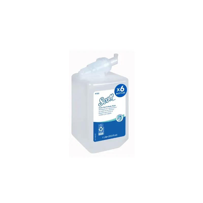 Scott® Hair & Body Wash Liquid 33.8 FLOZ Fresh Scent Light Blue Foaming 1 Count/Pack 6 Packs/Case 6 Count/Case