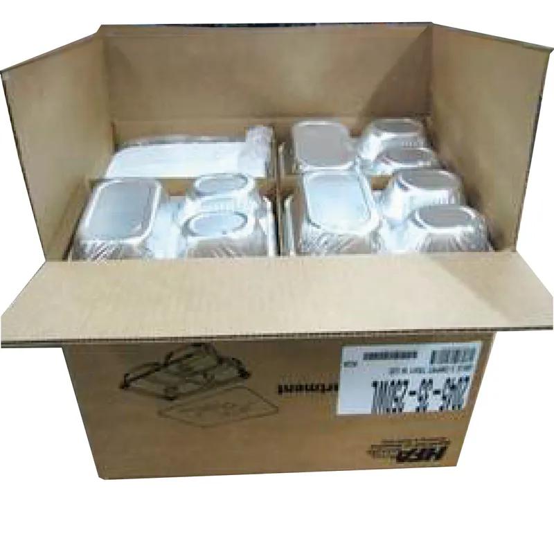Take-Out Container Base & Lid Combo With Plastic Lid 8X6.5 3 Compartment Aluminum Foil-Lined Paper Oblong 250/Case