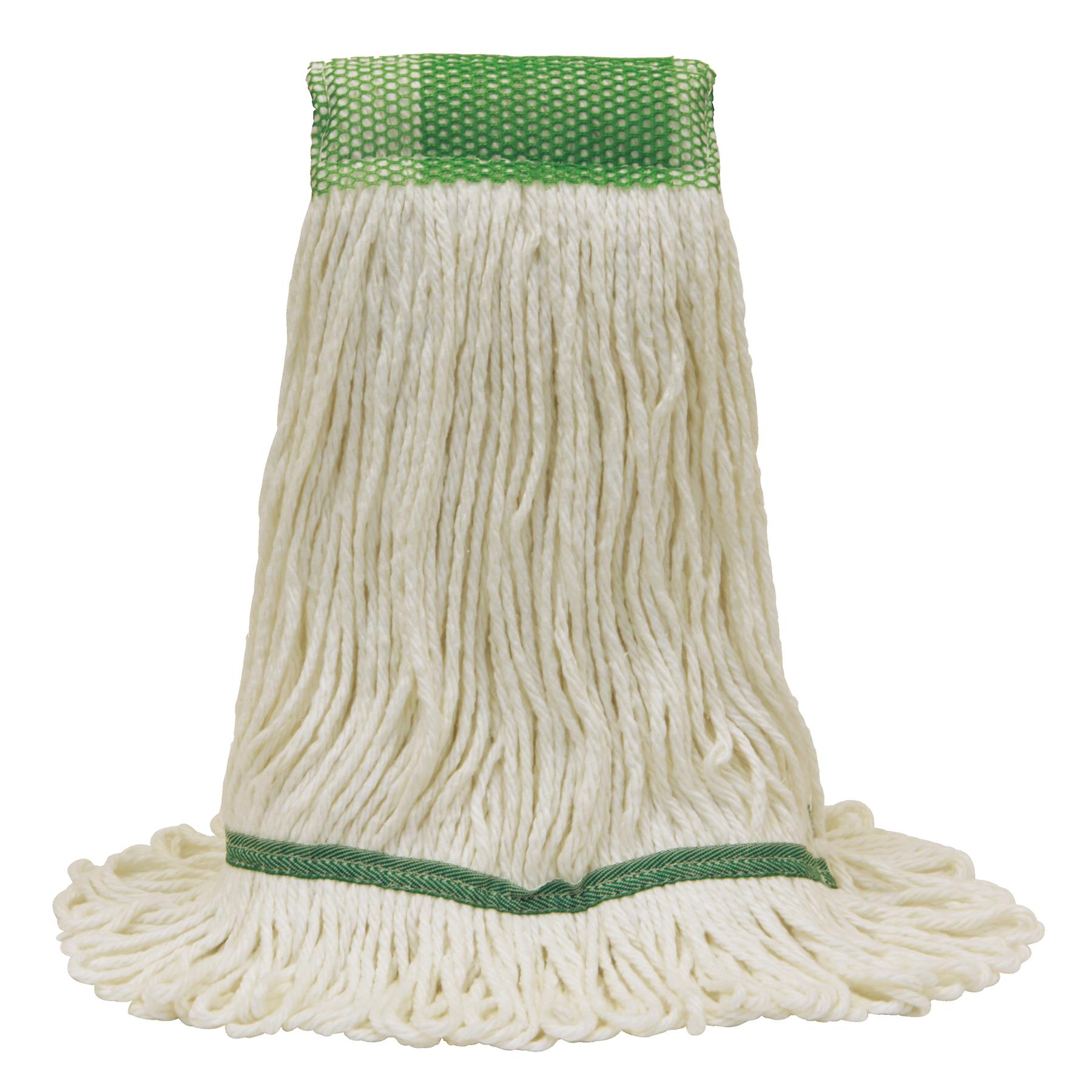Healthi-Pro® Wet Mop Head Medium (MED) White Rayon/Synthetic Blend 4PLY Loop End Anti-Microbial 5IN Headband 12/Case