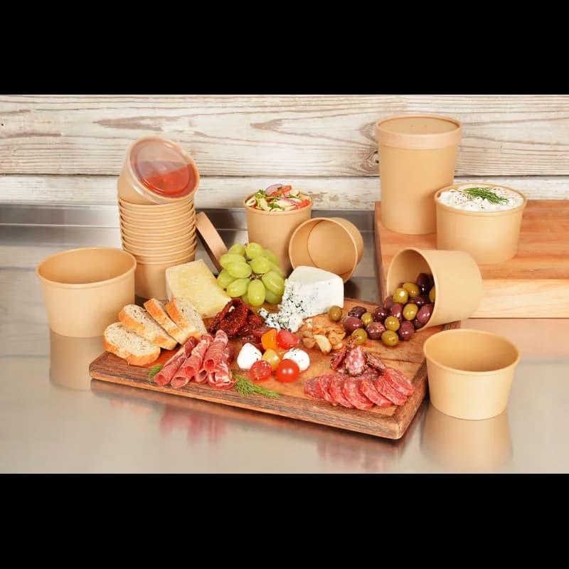 Soup Food Container Base 24 OZ Paperboard Kraft Leak Resistant 500/Case