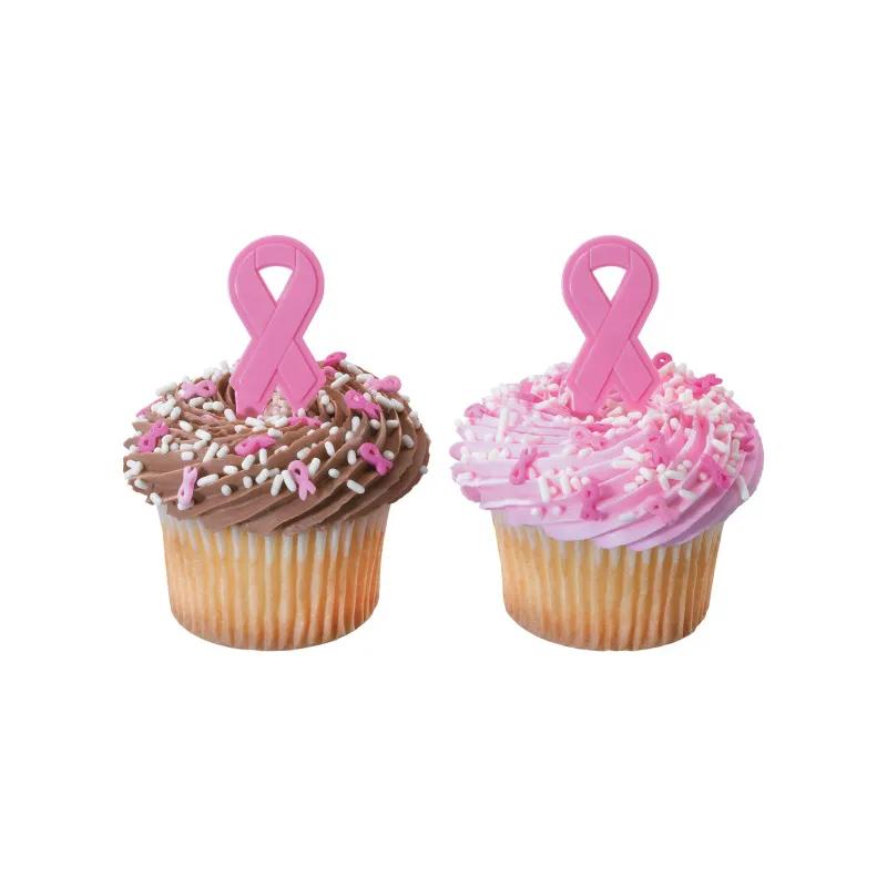 Cake & Cupcake Topper Pick 2.85X0.85X0.1 IN Pink Ribbon 144/Case