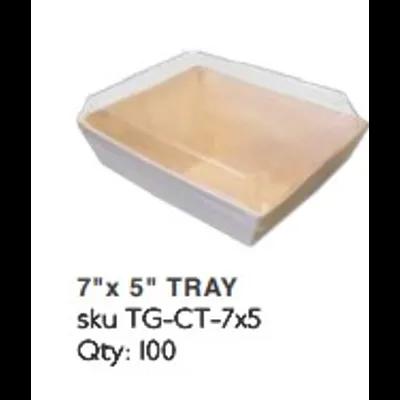 Take-Out Container Base & Lid Combo With Dome Lid 7X5 IN RPET Wood Wood Clear Rectangle 100/Case