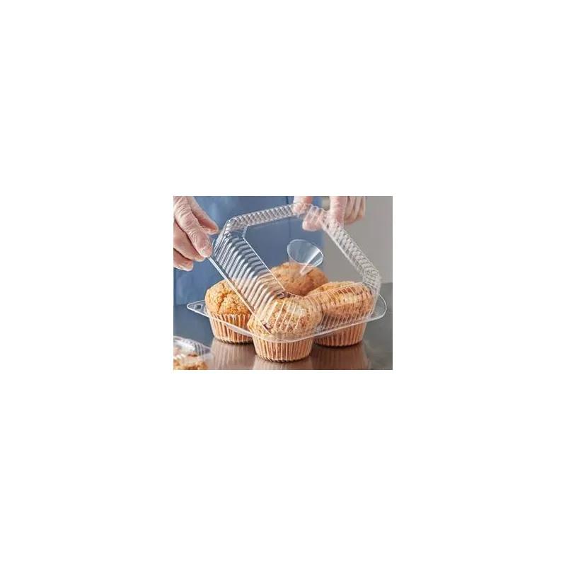 Muffin Hinged Container Jumbo 4.25 IN 4 Compartment Plastic 200/Case