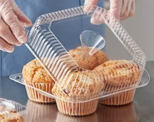 Muffin Hinged Container Jumbo 4.25 IN 4 Compartment Plastic 200/Case