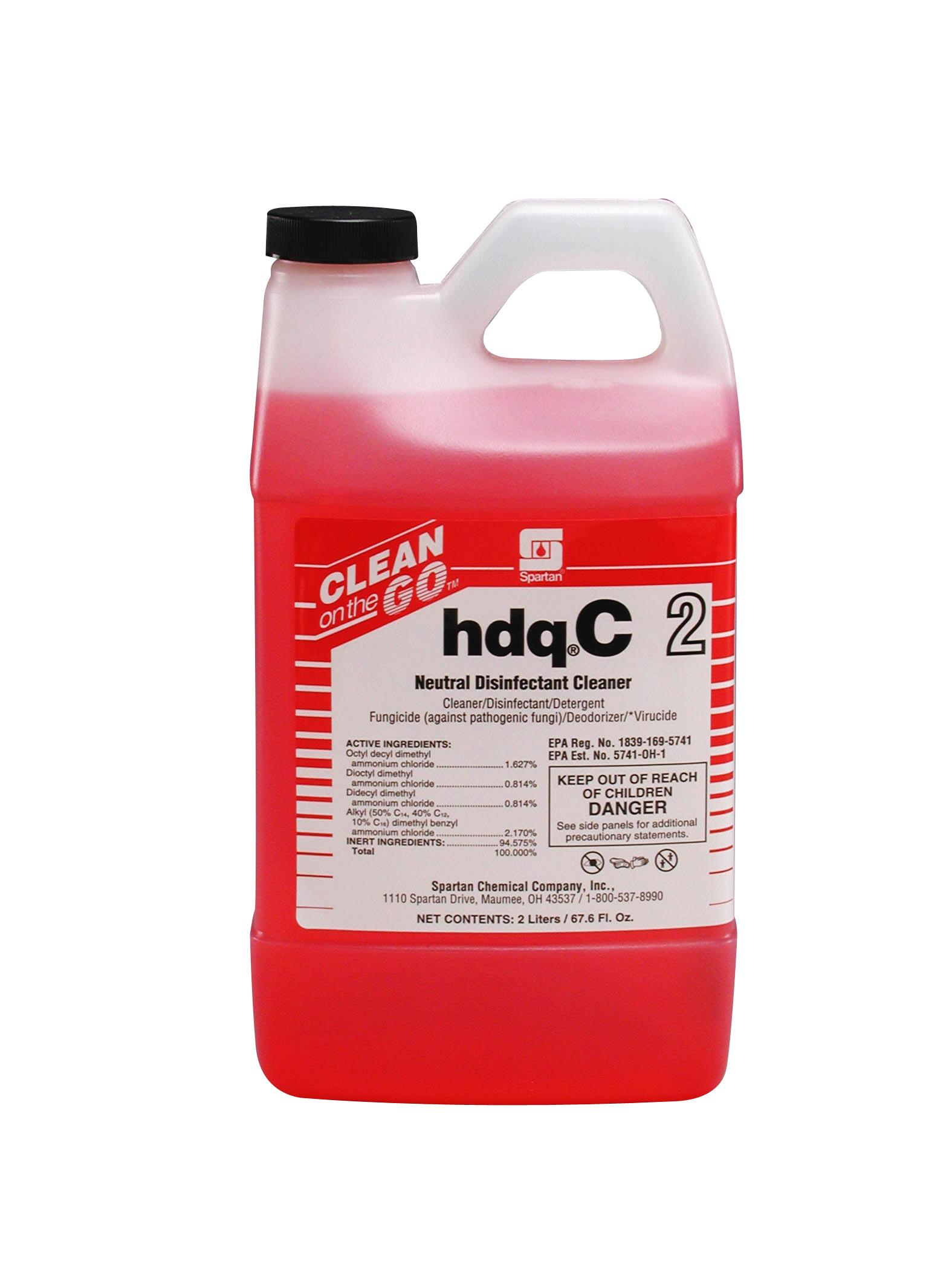 hdq C® 2 Citrus Scent Disinfectant Cleaner 2 L Multi Surface Neutral Concentrate Quat Cog 4/Case