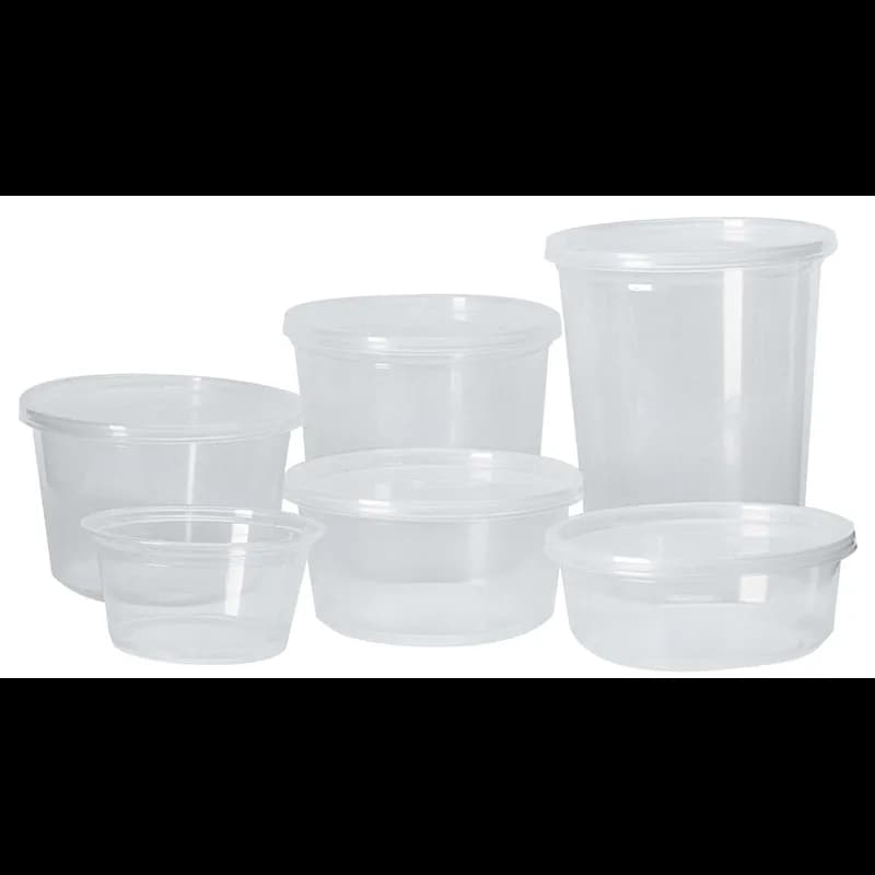 Lid Flat 4.6X0.3 IN 1 Compartment PE Translucent Round For 8-12-16-24-32 OZ Deli Container Unhinged 500/Case