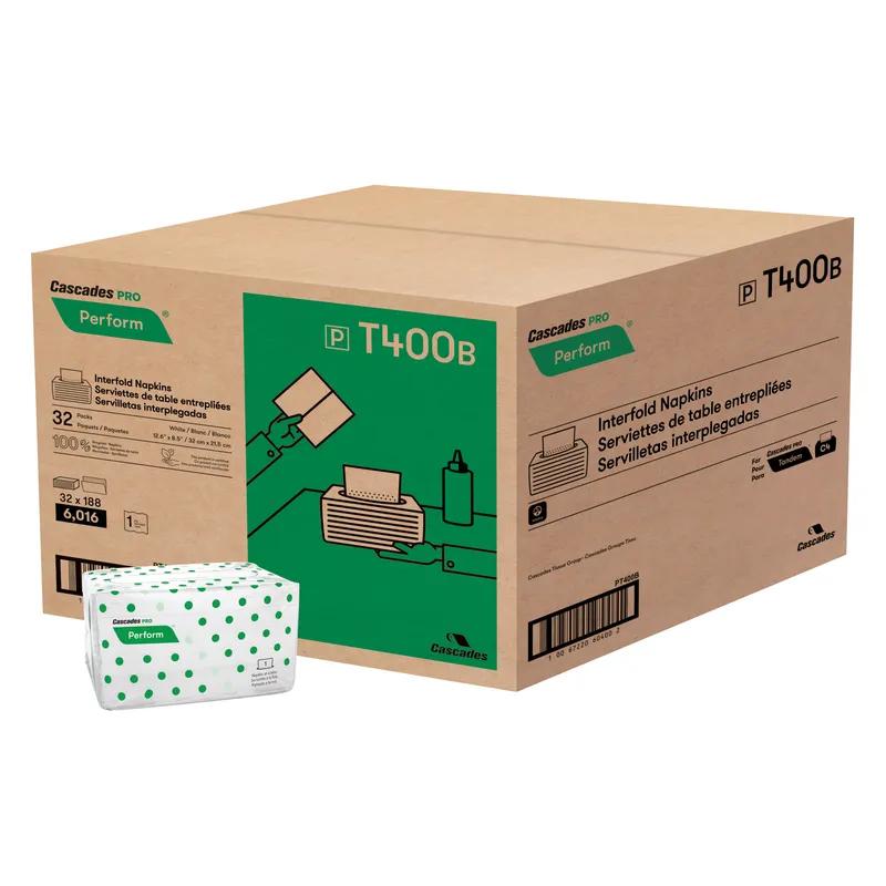 Cascades PRO Dispenser Napkins 8.5X12.625 IN White Paper 1PLY 6016/Case