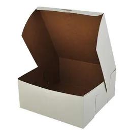 Easy Lock Cake Box 9X9X3 IN SUS Paperboard CRB White Square Lock Corner 1-Piece 250/Bundle
