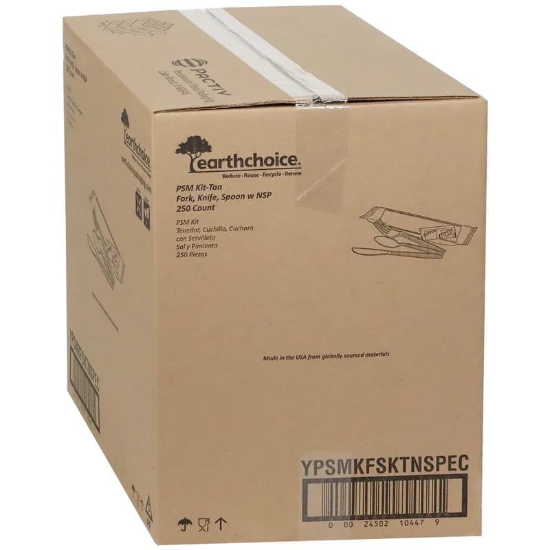 3PC Cutlery Kit PSM Tan With Fork,Knife,Spoon 250/Case