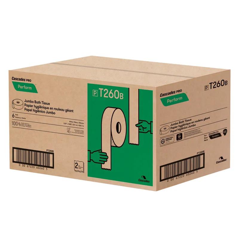 Cascades PRO Perform Toilet Paper & Tissue Roll Tandem 3.5IN X1400FT 2PLY White Jumbo (JRT) 6 Rolls/Case