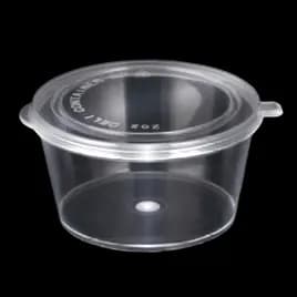 Souffle & Portion Cup Lid Combo 2 OZ PP Clear Round Hinged 2000/Case