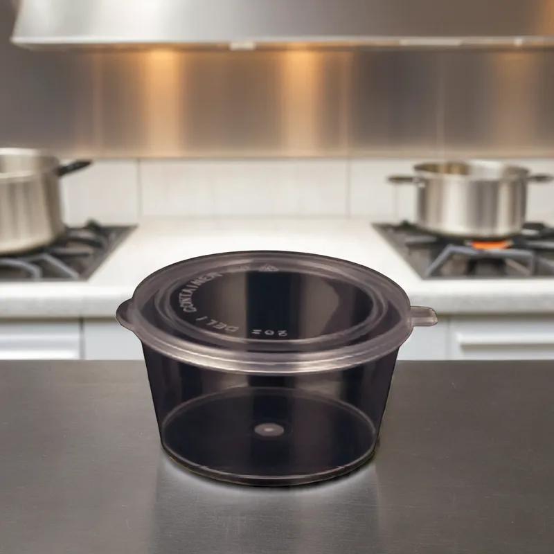 Souffle & Portion Cup Lid Combo 2 OZ PP Round Hinged 2000/Case