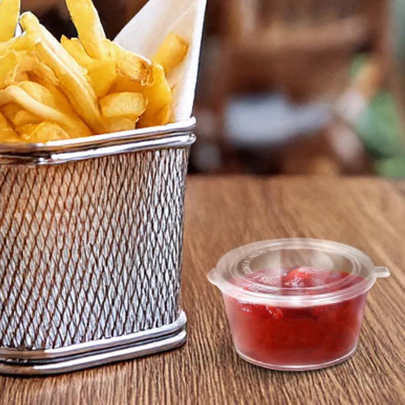 Souffle & Portion Cup Lid Combo 2 OZ PP Clear Round Hinged 2000/Case