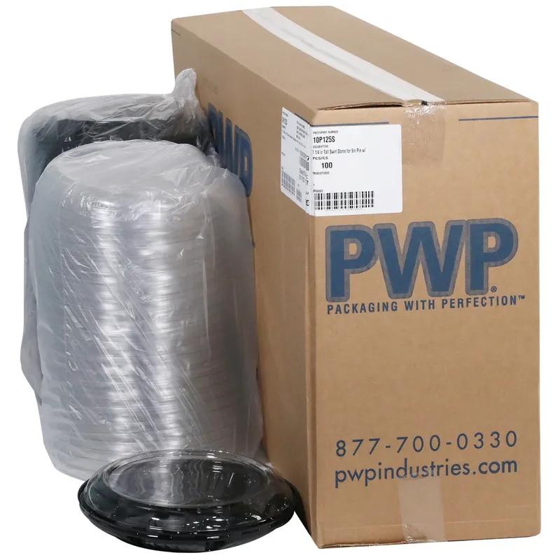 Pie Container & Lid Combo 9.88X1.78 IN PET Black Tall Swirl Dome 100/Case