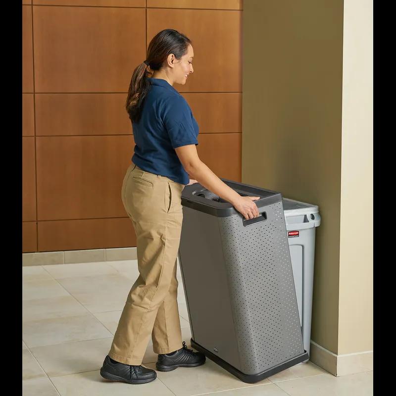 Elevate™ Landfill 1-Stream Trash Can 25.14X12.8X31.5 IN 23 GAL Gray Pearl Metal Resin With Hinged Lid 3-Sided 1/Each