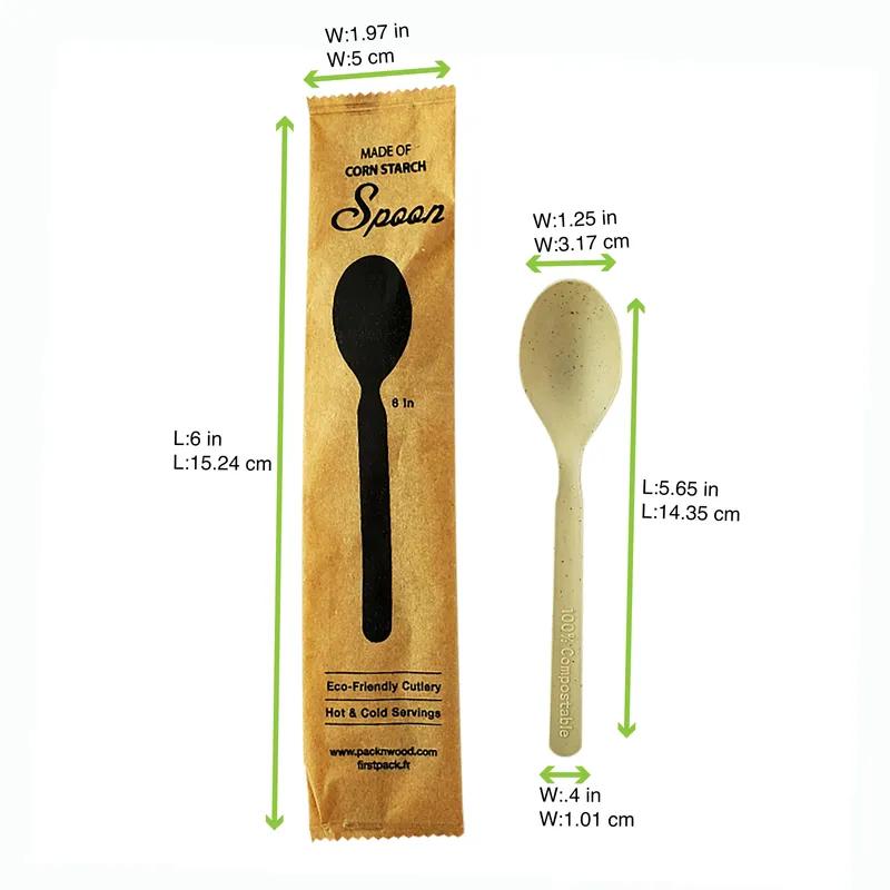 Spoon 6 IN CPLA Bamboo Heat Proof 500 Count/Pack 1 Packs/Case 500 Count/Case