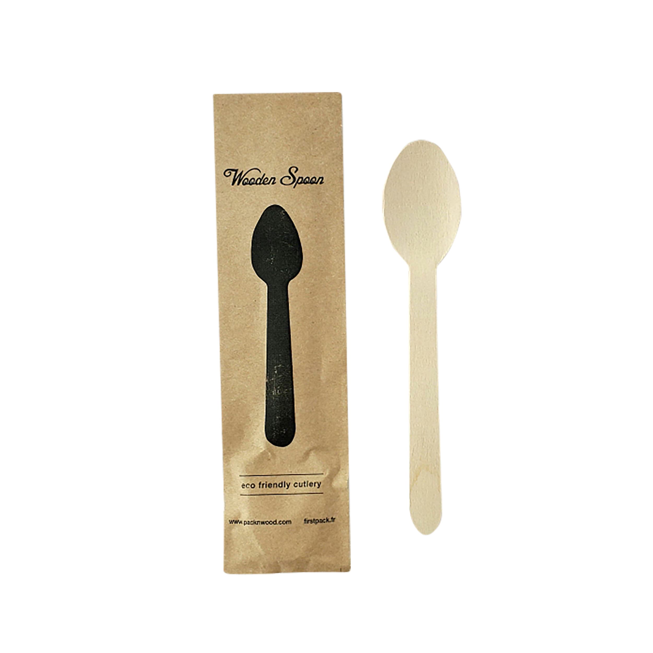 Spoon 6.2 IN Wood Natural Individually Wrapped 50 Count/Pack 10 Packs/Case 500 Count/Case