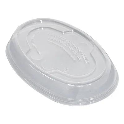 Lid Dome 9.7X6.6X1.3 IN 1 Compartment PLA Clear Oval For 32 OZ Burrito Bowl Unhinged 300/Case