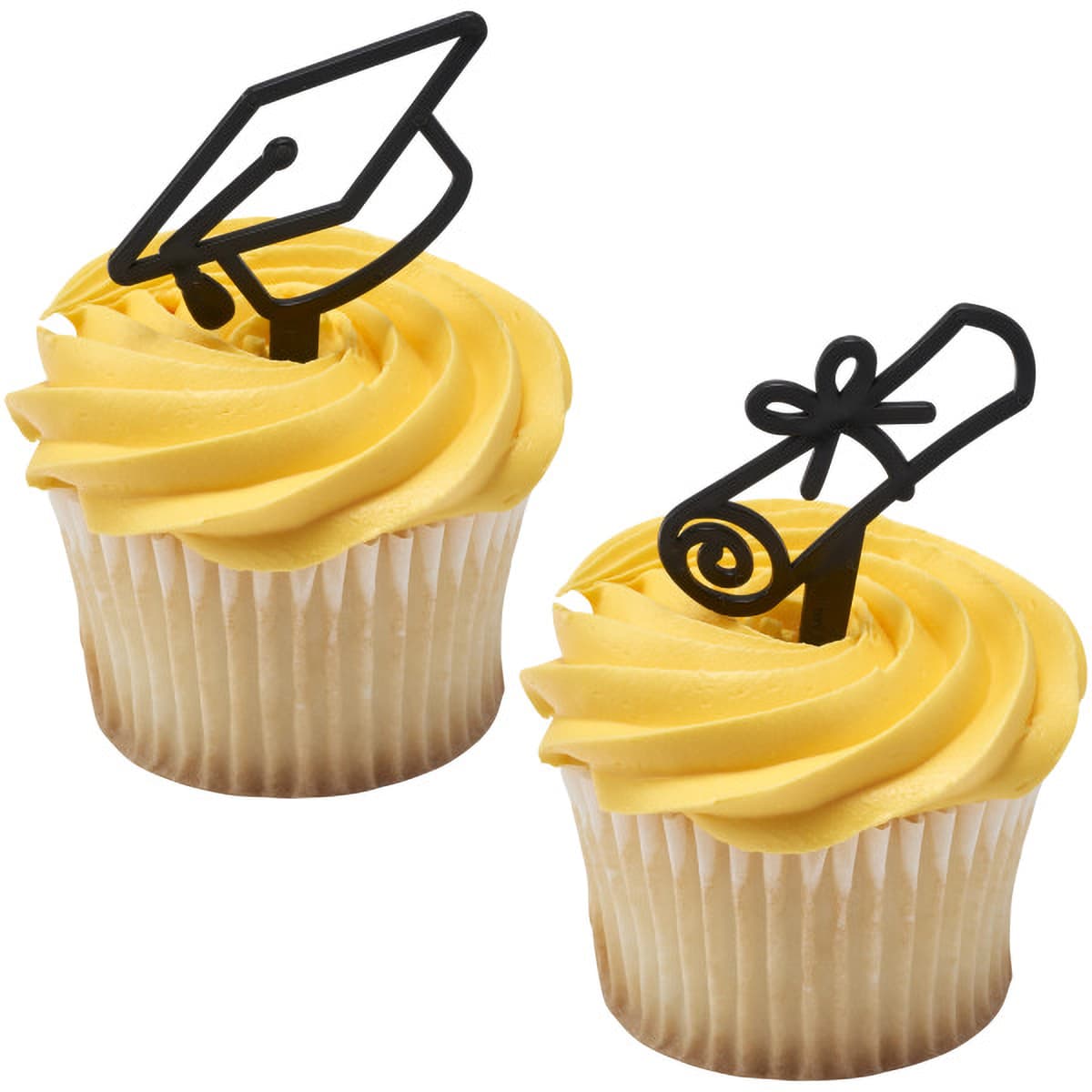Cake & Cupcake Topper Pick Plastic Black Graduation Cap 144/Pack