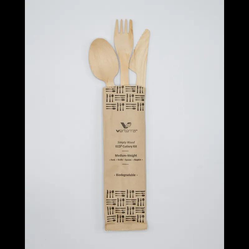 Cutlery Kit Wood Medium Weight With Napkin 400/Case