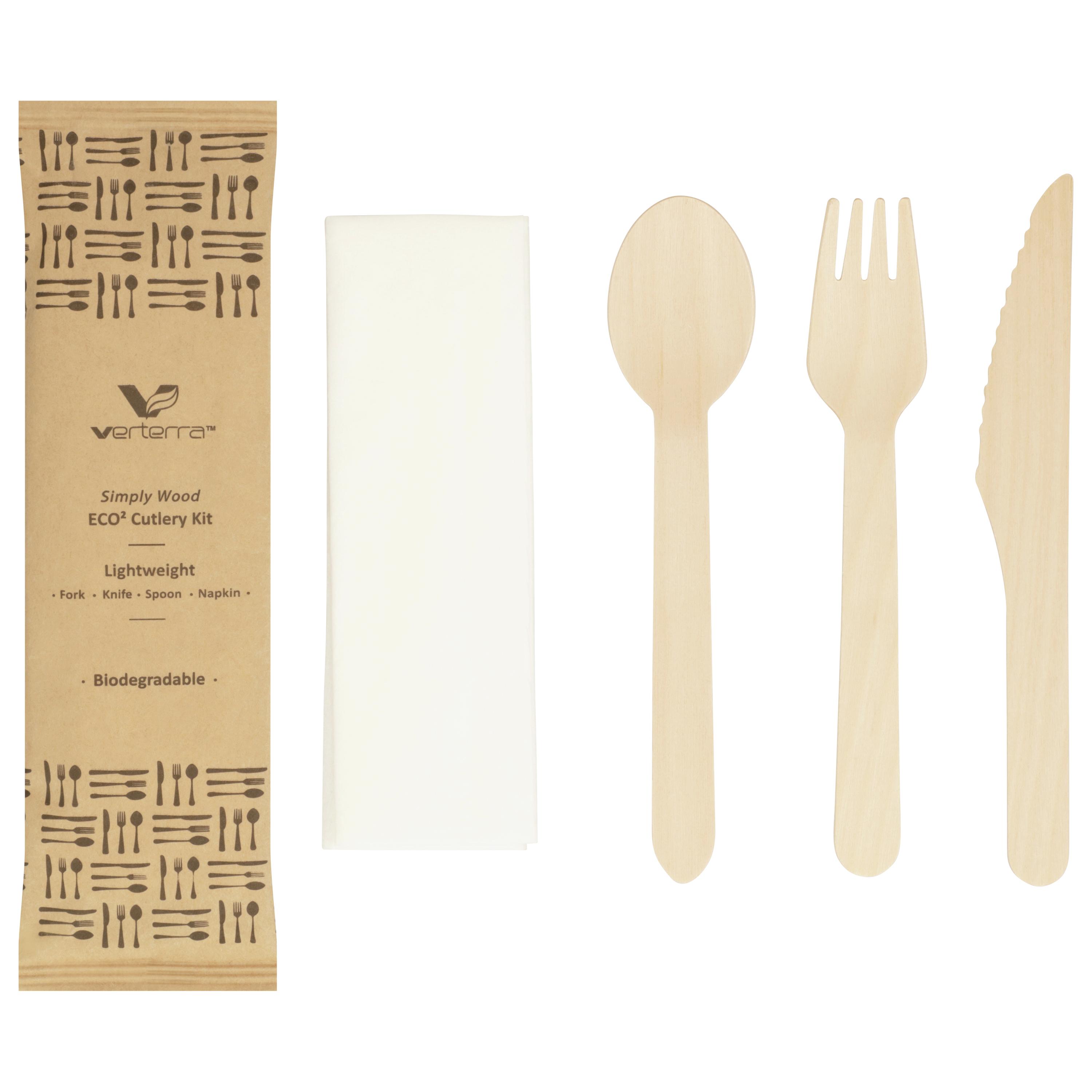 Cutlery Kit Wood Medium Weight With Napkin 400/Case