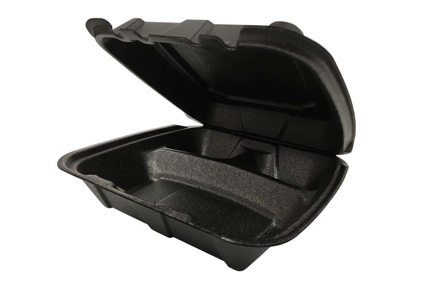 Regal Take-Out Container Hinged 9.5X9.25X3.75 IN 3 Compartment Polystyrene Foam Black Vented Grease Resistant 200/Case