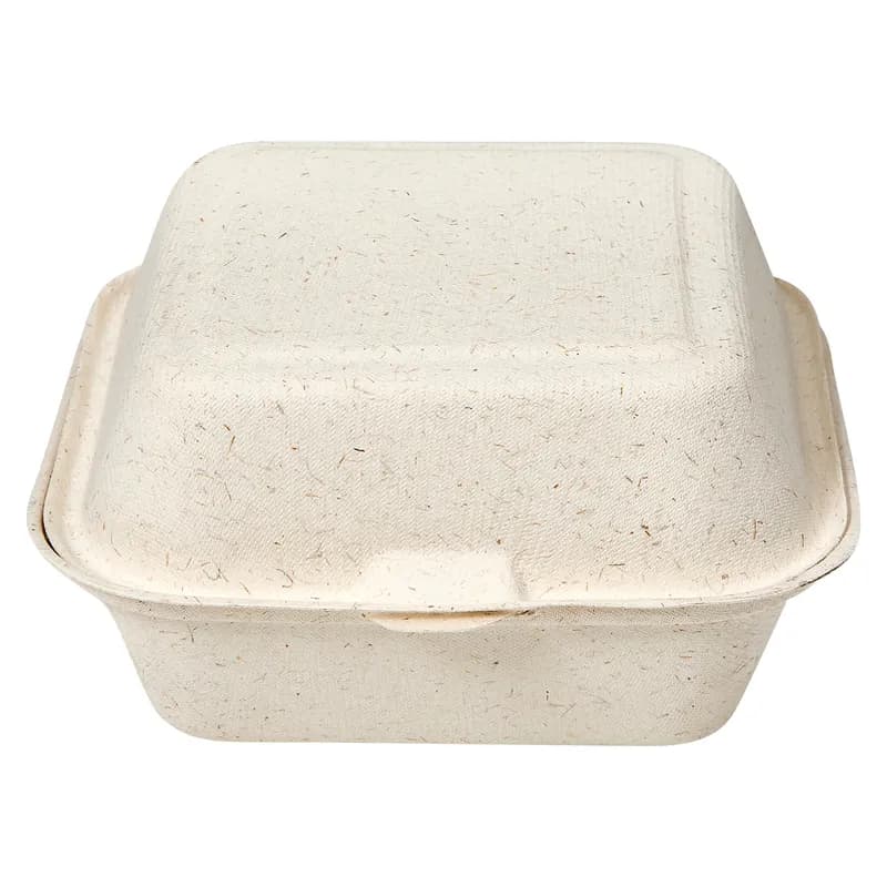 Victoria Bay Take-Out Container Hinged With Dome Lid 6X6X3 IN Sugarcane White Square 400/Case