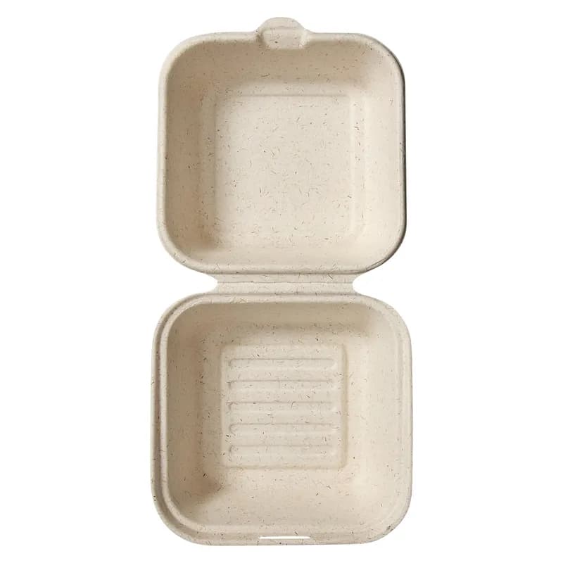 Victoria Bay Take-Out Container Hinged With Dome Lid 6X6X3 IN Sugarcane White Square 400/Case