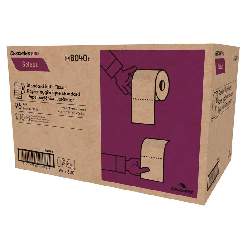 Cascades PRO Select® Toilet Paper & Tissue Roll 4X3.2 IN 2PLY White Standard 500 Sheets/Roll 96 Rolls/Case