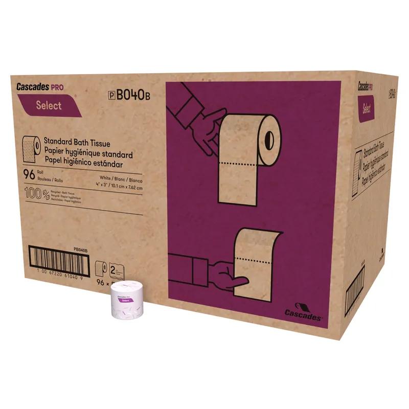 Cascades PRO Select® Toilet Paper & Tissue Roll 4X3.2 IN 2PLY White Standard 500 Sheets/Roll 96 Rolls/Case