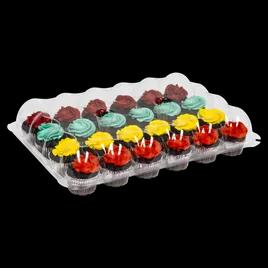 Cupcake Hinged Container With Dome Lid 8.25X8X3.3 IN 24 Compartment PET Clear Rectangle 50/Case
