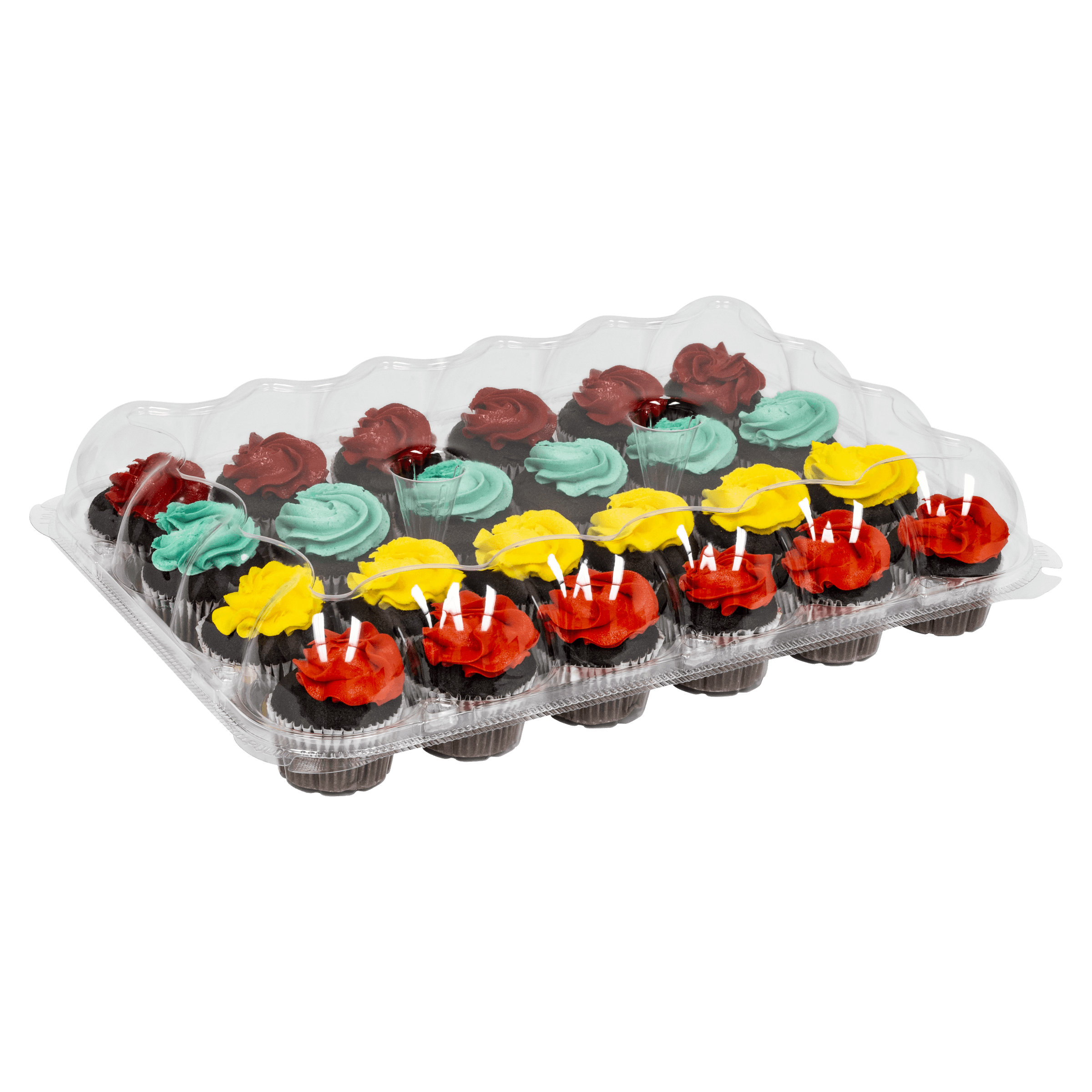 Cupcake Hinged Container With Dome Lid 24 CT 18X12.5X3.7 IN PET Clear 50/Case