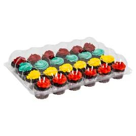 Cupcake Hinged Container With Dome Lid 8.25X8X3.3 IN 24 Compartment PET Clear Rectangle 50/Case