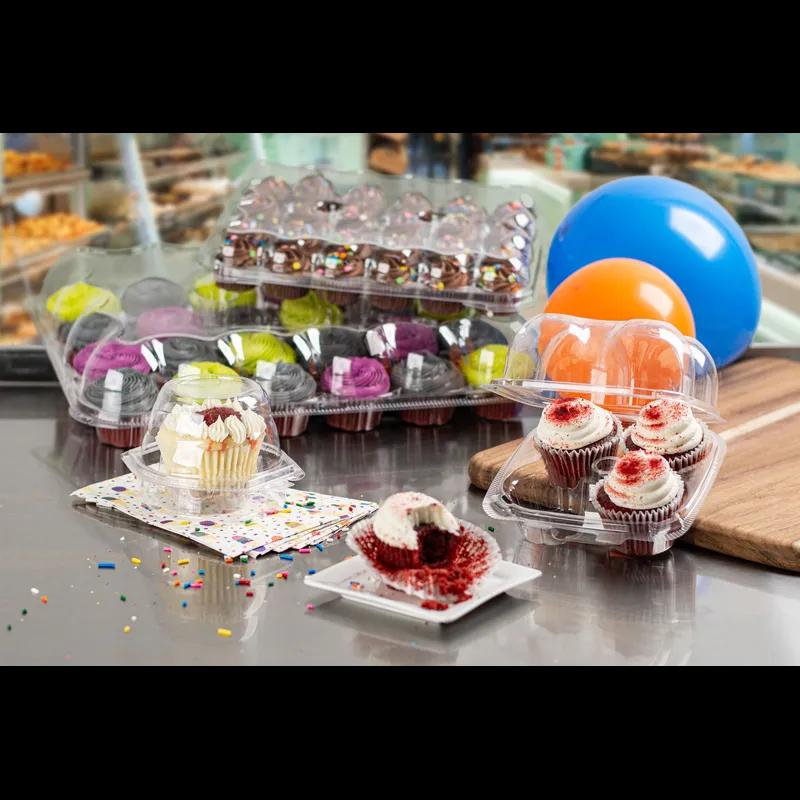 Cupcake Hinged Container With Dome Lid 24 CT 18X12.5X3.7 IN PET Clear 50/Case