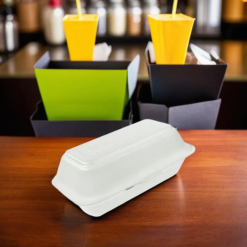 Hoagie & Sub Sandwich Take-Out Container Hinged 8.3X4.3X3.2 IN Polystyrene Foam White 500/Case