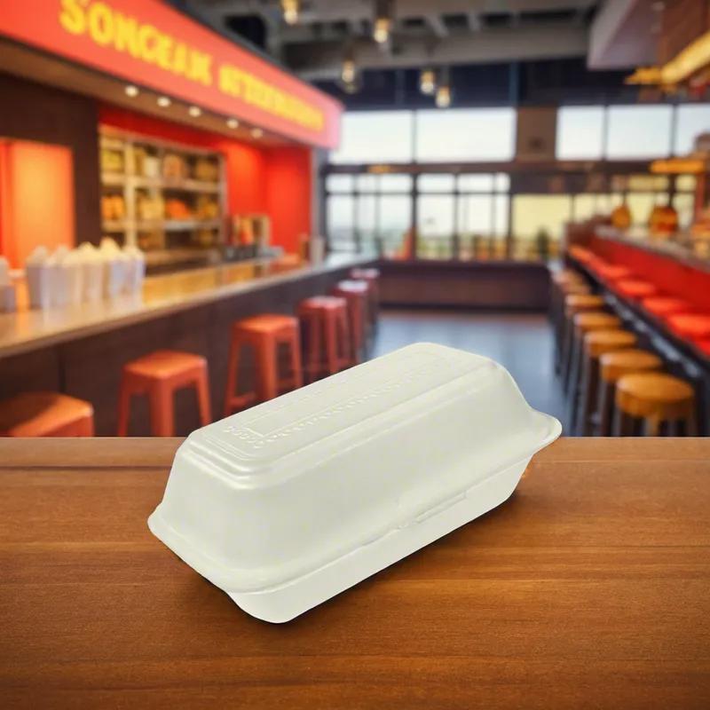 Hoagie & Sub Sandwich Take-Out Container Hinged 8.3X4.3X3.2 IN Polystyrene Foam White 500/Case