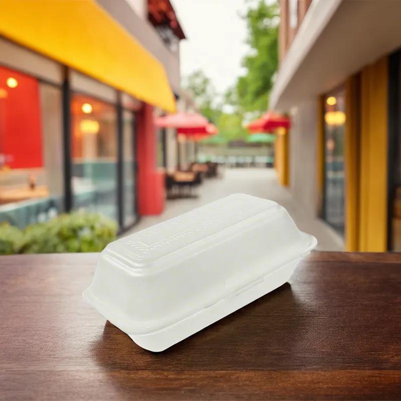 Hoagie & Sub Sandwich Take-Out Container Hinged 8.3X4.3X3.2 IN Polystyrene Foam White 500/Case