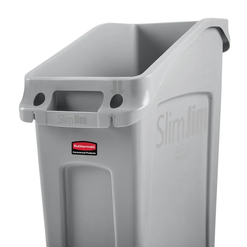 Slim Jim® Trash Can 13 GAL Gray Resin Under-Counter 1/Each