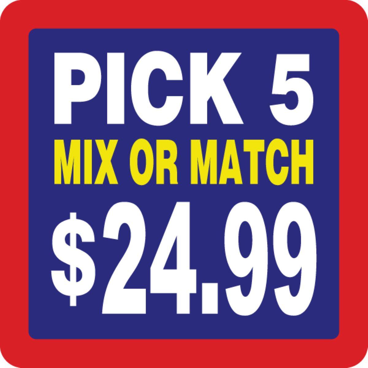 Pick 5 Mix or Match $24.99 Meat Label 2X2 IN Yellow Red Blue Square Tamper Evident 500 Count/Roll 25 Rolls/Case
