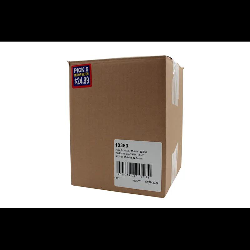 Pick 5 Mix or Match $24.99 Meat Label 2X2 IN Yellow Red Blue Square Tamper Evident 500 Count/Roll 25 Rolls/Case