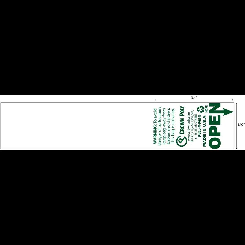 Bag Standard Size 15X20 IN HDPE 8MIC Green Clear Child Warning 3000/Case