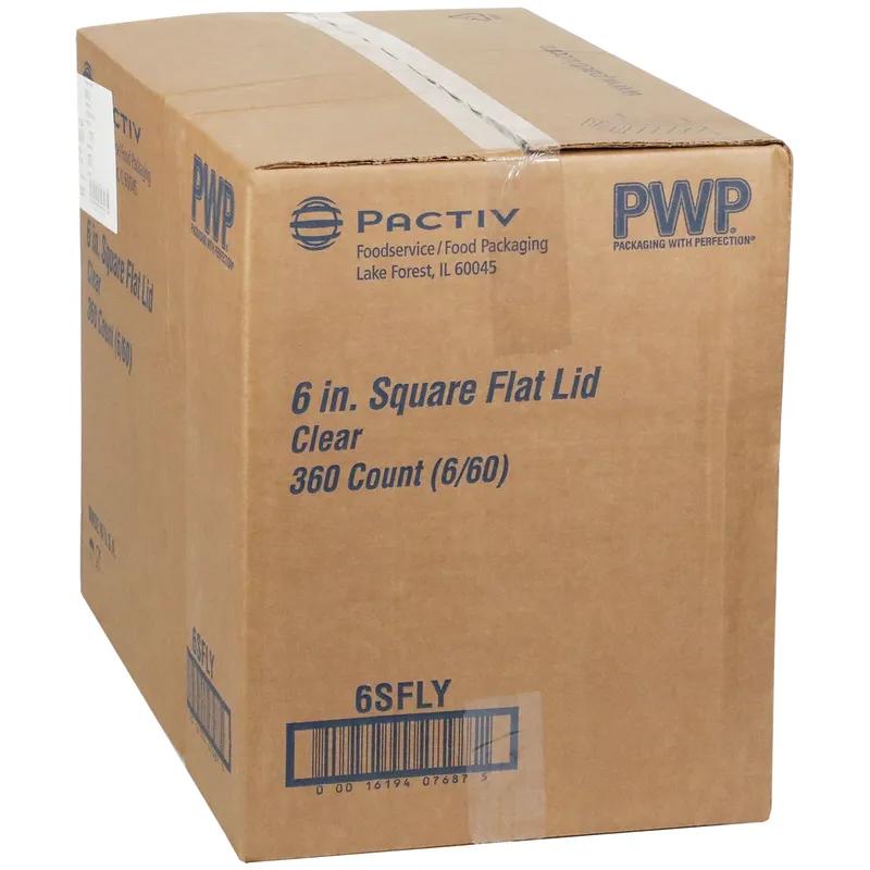 Lid Flat 6.25X6.25X0.39 IN RPET Clear Square For Container Unhinged 360/Case