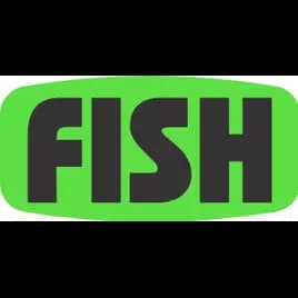 Fish Label 0.625X1.25 IN Black Fluorescent Green Short Oval 1000 Count/Roll 60 Rolls/Case 60000 Count/Case